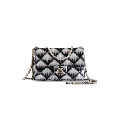 CHANEL 26C MINI CLASSIC FLAP SEQUIN BAG AS1116 (20*14*8cm)